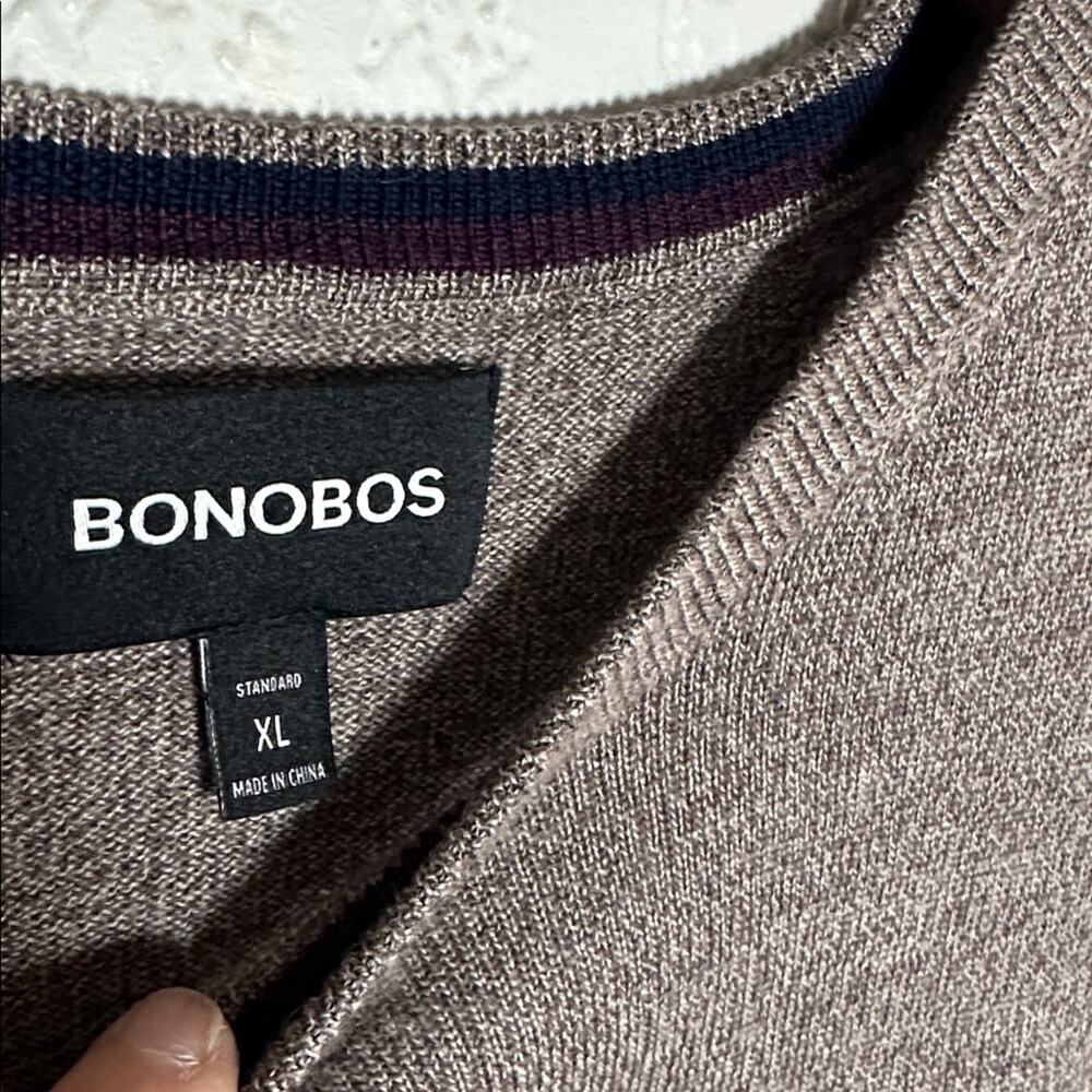NEW Bonobos Merino Wool Crewneck Sweater Taupe Brown Mens XL Normcore Minimalist - Picture 4 of 6